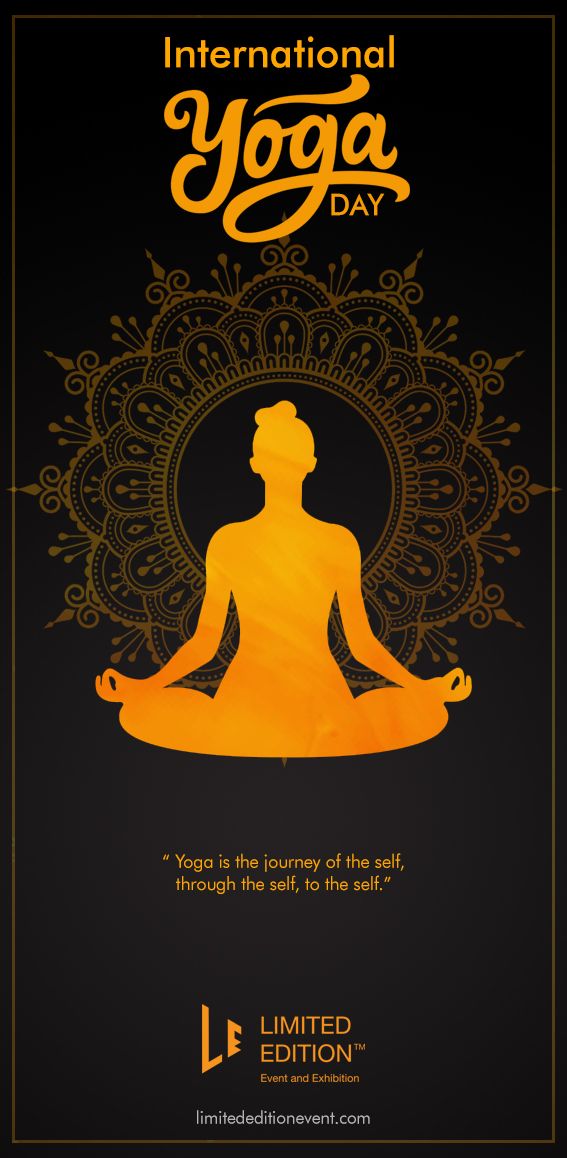 the international yoga day poster with an image of a person in lotus position on a black background