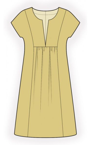 a women's yellow dress with short sleeves and an open front, on a white background