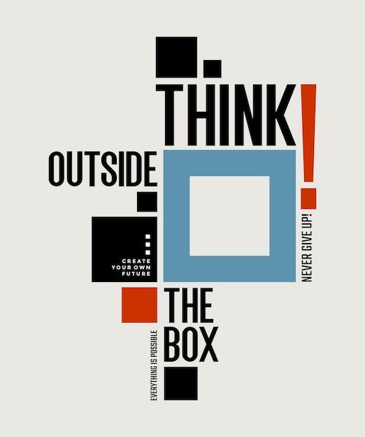 an advertisement for think outside the box, with squares and rectangles on it