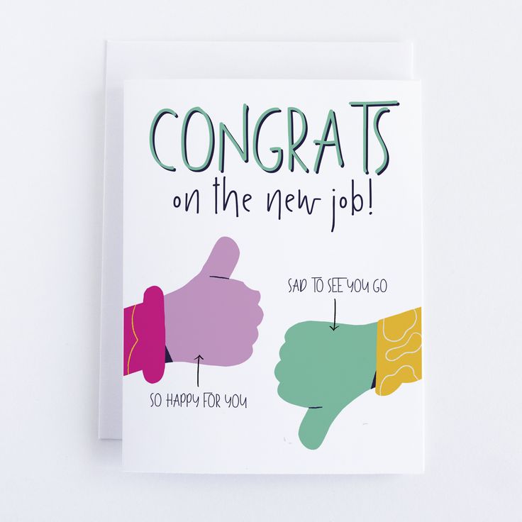 congratulations card with two thumbs up and the words congrats on the new job