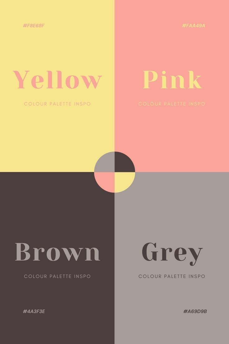 four different color palettes with the same font and numbers on each one, including pink, brown, yellow, and grey