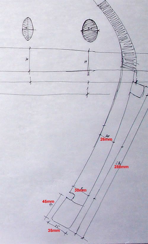 the drawing shows how to draw an object with different angles and heights, as well as measurements