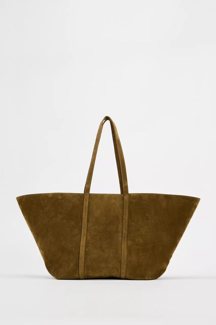 SUEDE TOTE BAG - Brown | ZARA United States Zara Bucket Bag With Removable Pouch For Everyday, Zara Rectangular Leather Shoulder Bag, Zara Leather Rectangular Shoulder Bag, Chic Zara Bucket Bag For Travel, Modern Zara Bags For Daily Use, Elegant Zara Bucket Bag, Modern Zara Bags, Zara Bucket Bag With Removable Pouch, Zara Bucket Bags For Travel