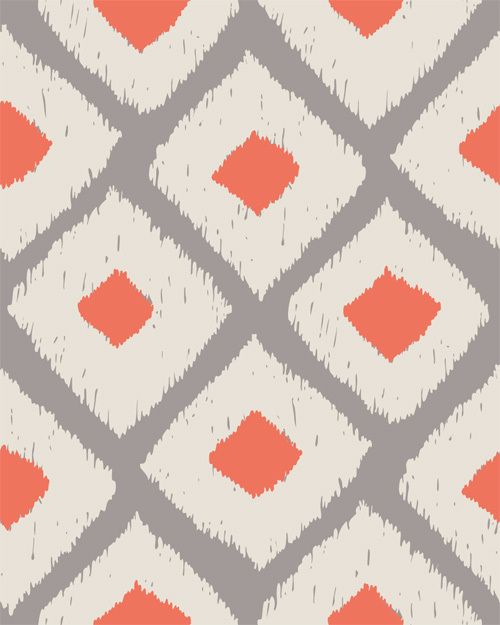 an orange and white pattern with squares on the bottom, in shades of gray and red