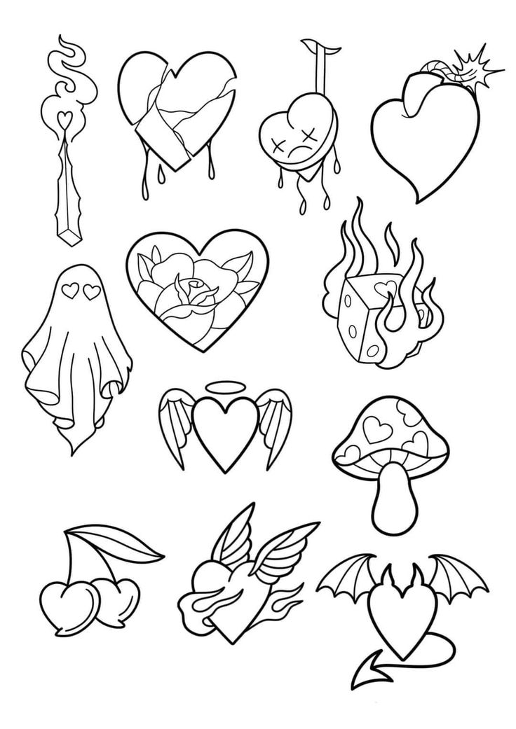 coloring pages for kids with hearts and other things to draw on the back of them