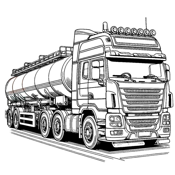 a black and white drawing of a tanker truck