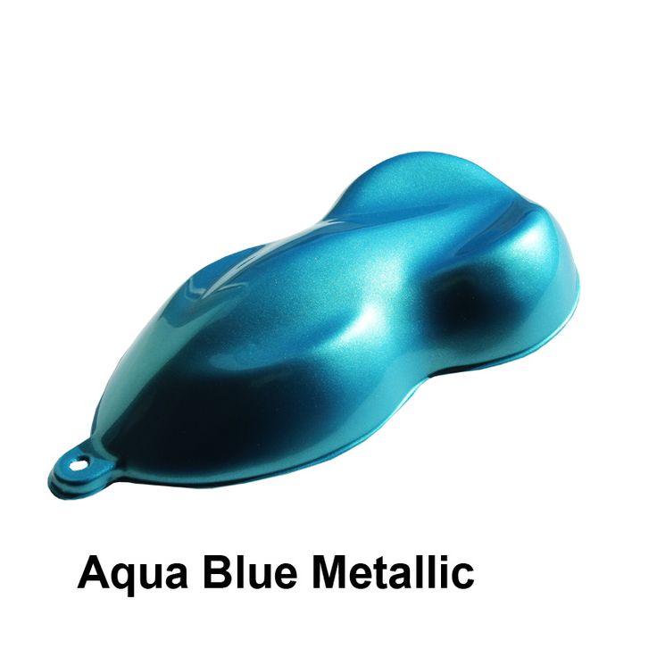 an aqua blue metallic object with the words aqua blue metallic