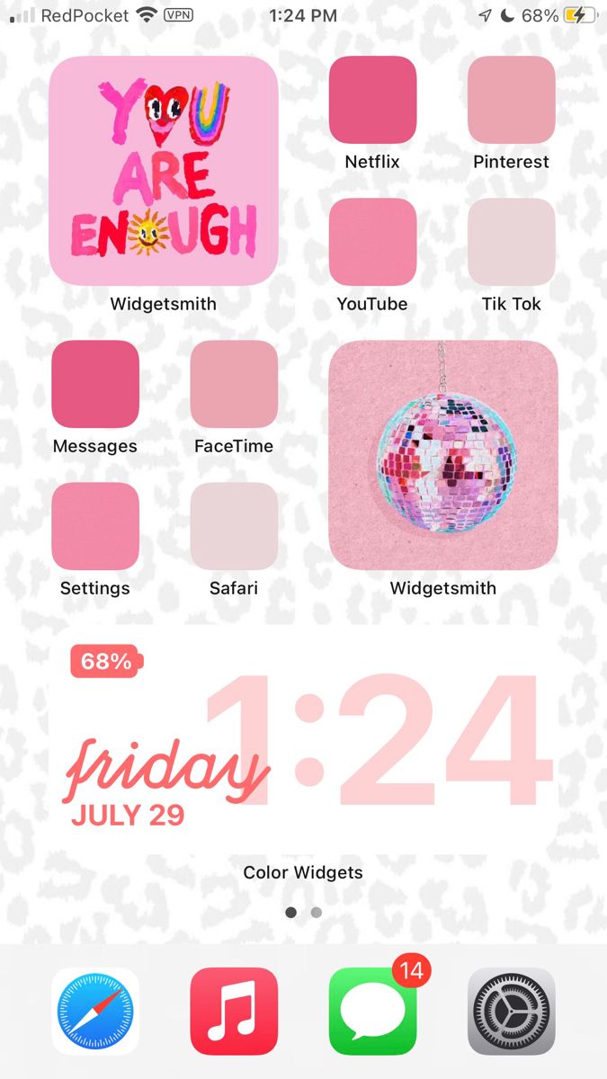 an iphone screen with the text you are enough friday, july 24th and two different colors