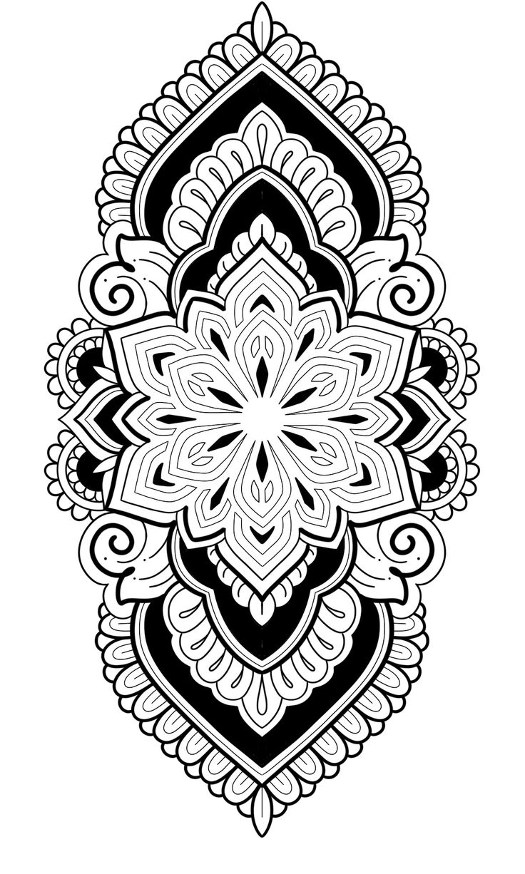 a black and white drawing of an intricate flower design on a white background with the words,