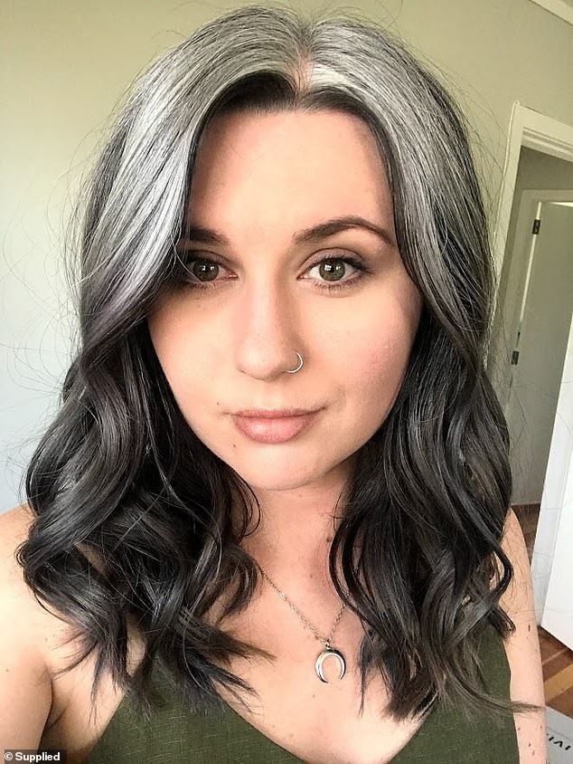 'Both my parents had a significant amount of grey by their early forties, but no one else had nearly as much grey early on as I do,' she said Grey Hair Young, Color Gray Hair, Reverse Ombre Hair, Amazing Gray, Black And Grey Hair, Black Hair Ombre, Grey Ombre Hair, Grey Hair Transformation, Grey Hair Inspiration