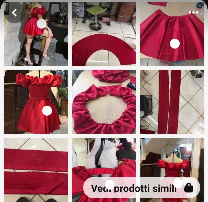 the instructions for how to make a red dress from satin fabric and ribbon with an attached bow