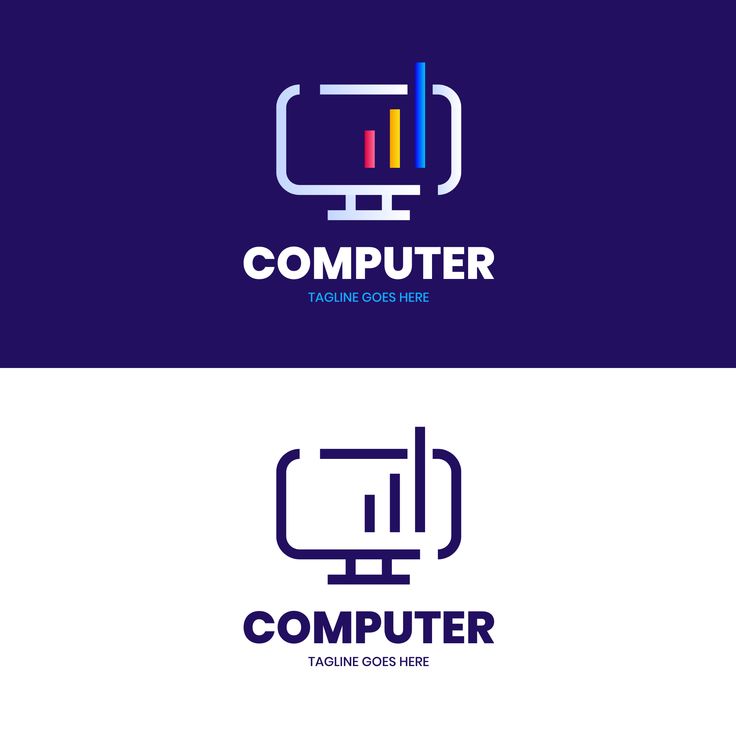 the logo for computer company is designed with an image of a monitor and keyboard on it