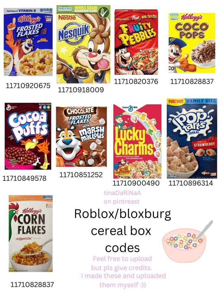 Roblox Bloxbrug cereal box codes | Bloxburg food decals, Pantry decal ...