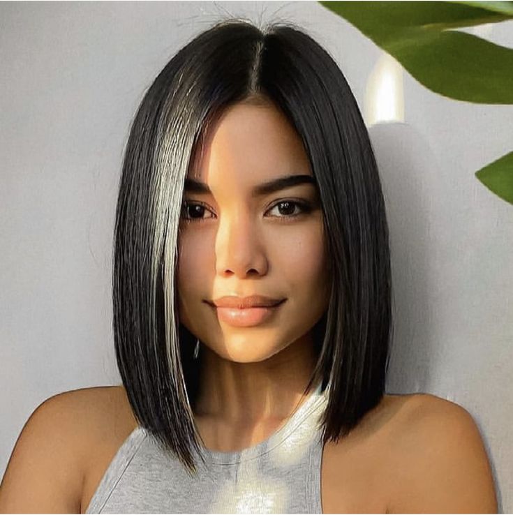 Sleek Short Hair, Short Dark Hair, Bob Cuts, Hair Color Techniques, Haircuts For Medium Hair, Haircuts Straight Hair, Long Bob Hairstyles, Shoulder Length Hair, Thick Hair