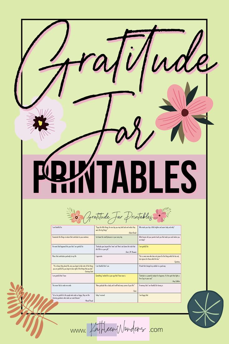 a poster with the words,'grateful for printables'in pink and green