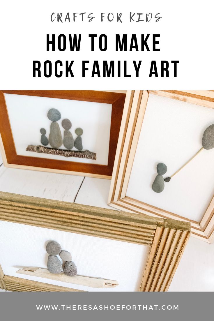 some rocks are on the table with text overlay that says crafts for kids how to make rock family art