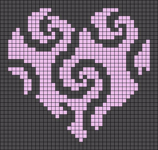 a cross stitch pattern with pink roses on black background, in the shape of a heart