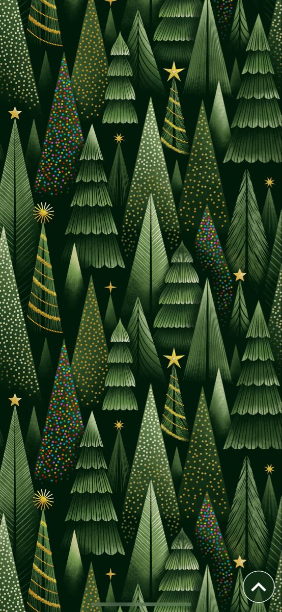 green christmas trees with gold stars and sparkles on the tops, against a black background