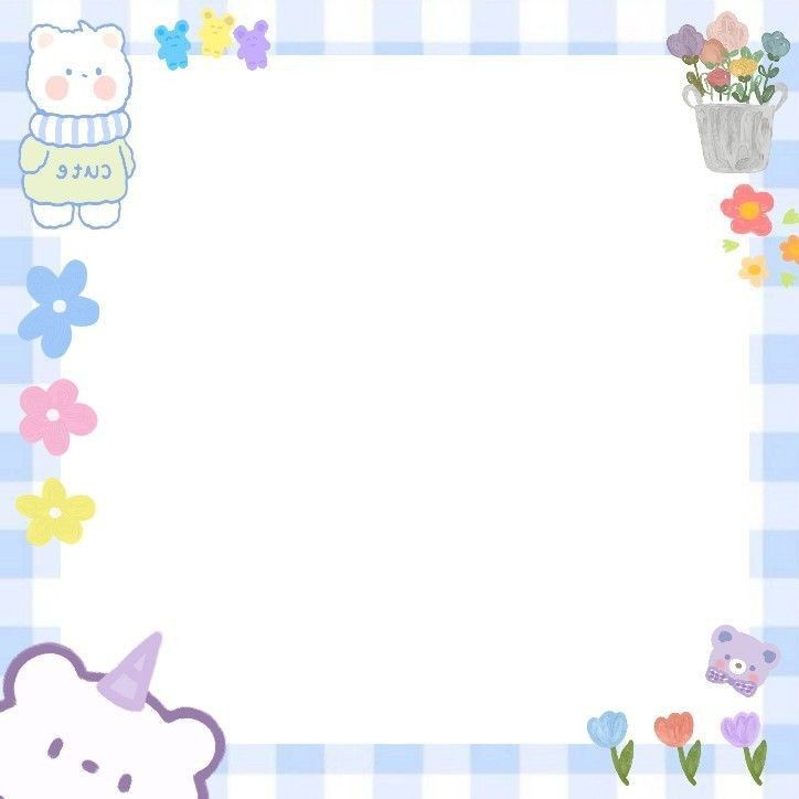 an image of a cute bear and flower border