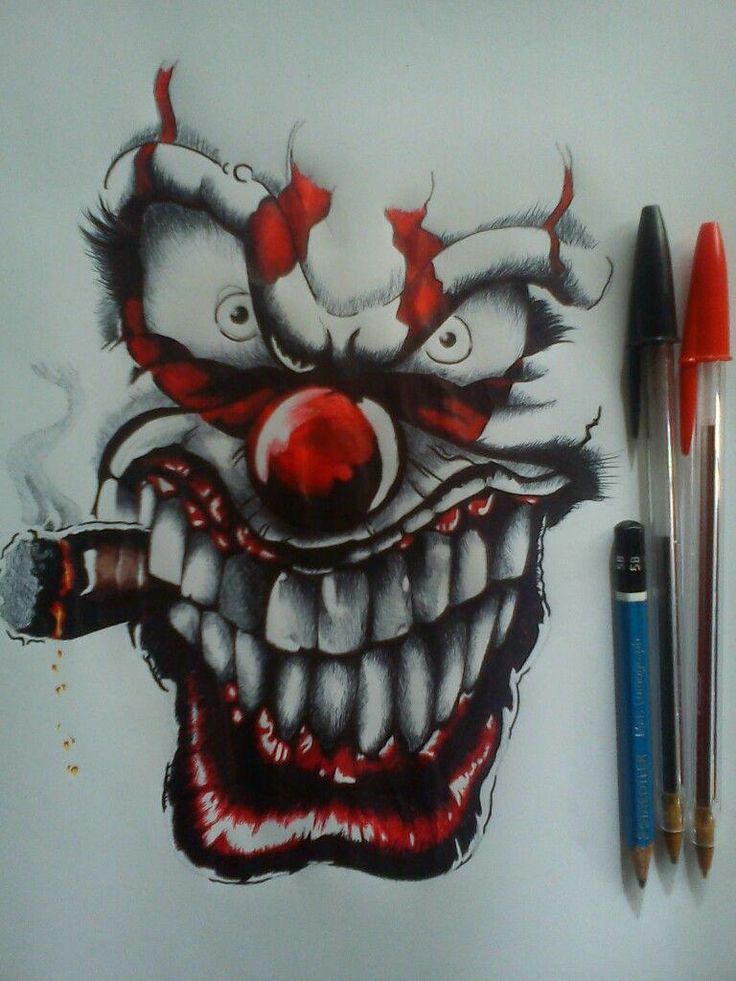 Jester Tattoo, Evil Clown Tattoos, Joker Drawings, Clown Tattoo, Prison Art, Scary Clown, Skull Art Drawing, Creepy Tattoos, Skulls Drawing