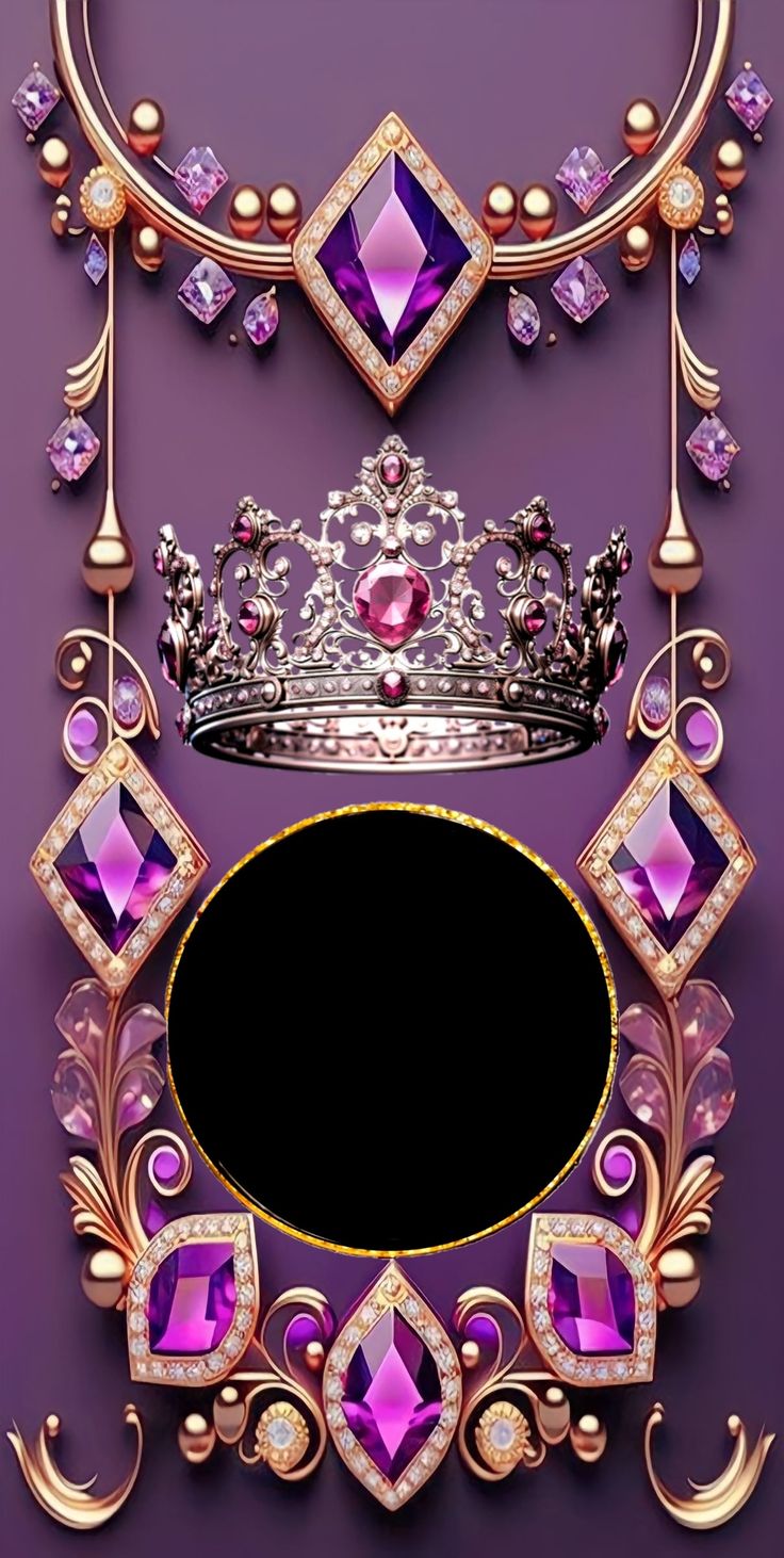 a purple and gold crown with jewels on it