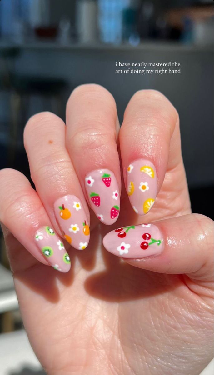 Nail Art Fruit, Fruit Nail Designs, Fruit Nails, Fruit Nail Art, August Nails, Summery Nails, Nail Art Inspo, Aesthetic Nails, Her Nails