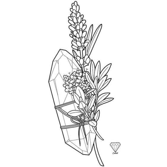 a drawing of a flower in a vase on a white background with an ornament