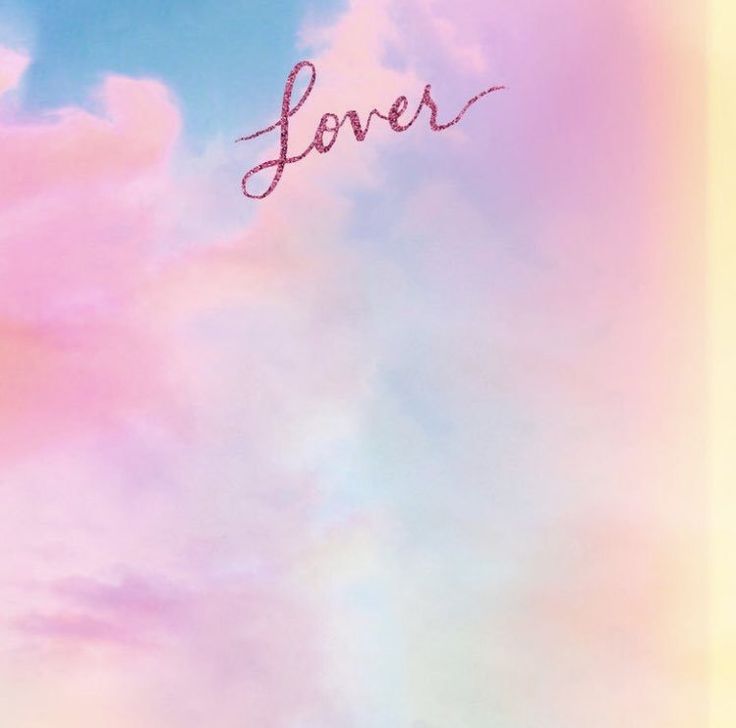 the word love is written in cursive writing on a pastel colored background