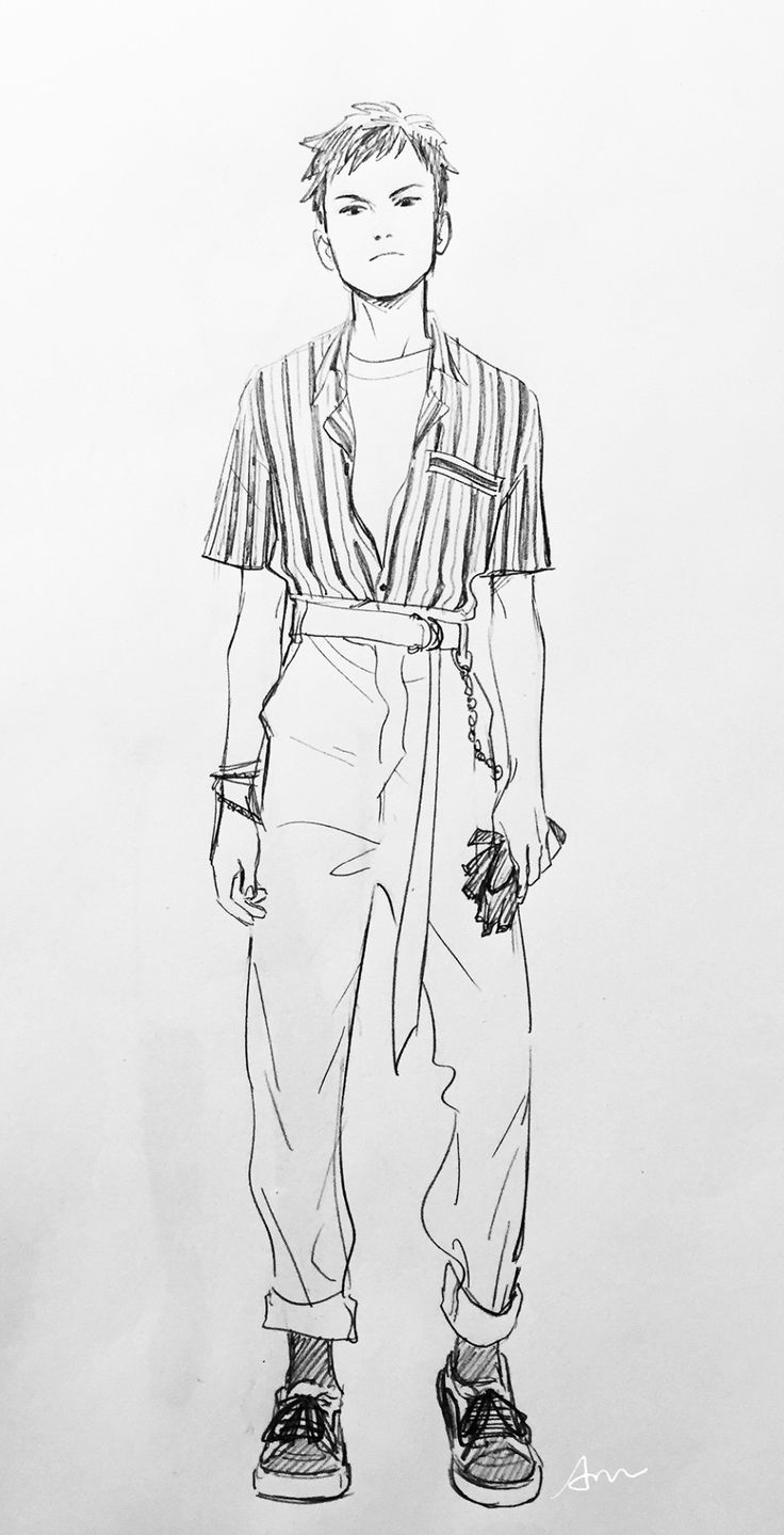 a black and white drawing of a man in overalls standing with his hands on his hips