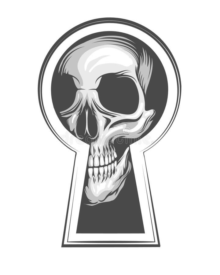 a skeleton keyhole with the skull inside