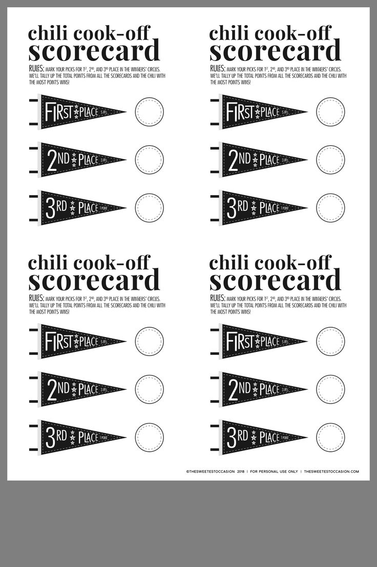 an advertisement for the chili cook off scorecard, with instructions on how to use it