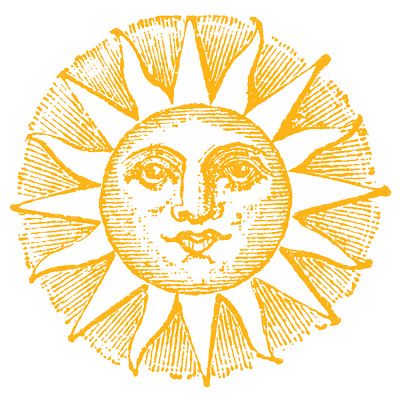 the sun is drawn in yellow on a white background