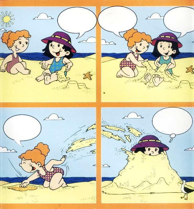 two children playing in the sand at the beach