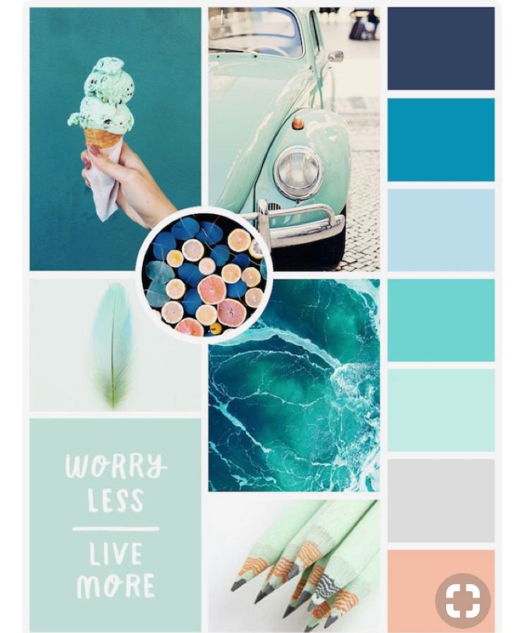 the color scheme is blue, green and pink with an ice cream cone on top