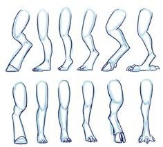 the legs and feet are drawn in blue ink, with different angles to show them