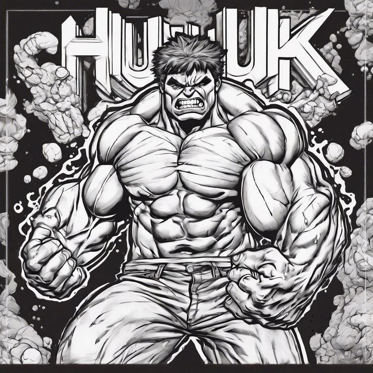 the incredible hulk from avengers comics, drawn in pencil and ink by artist mark stewart