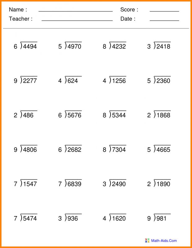 the printable worksheet for adding numbers to one digit number, with an orange border