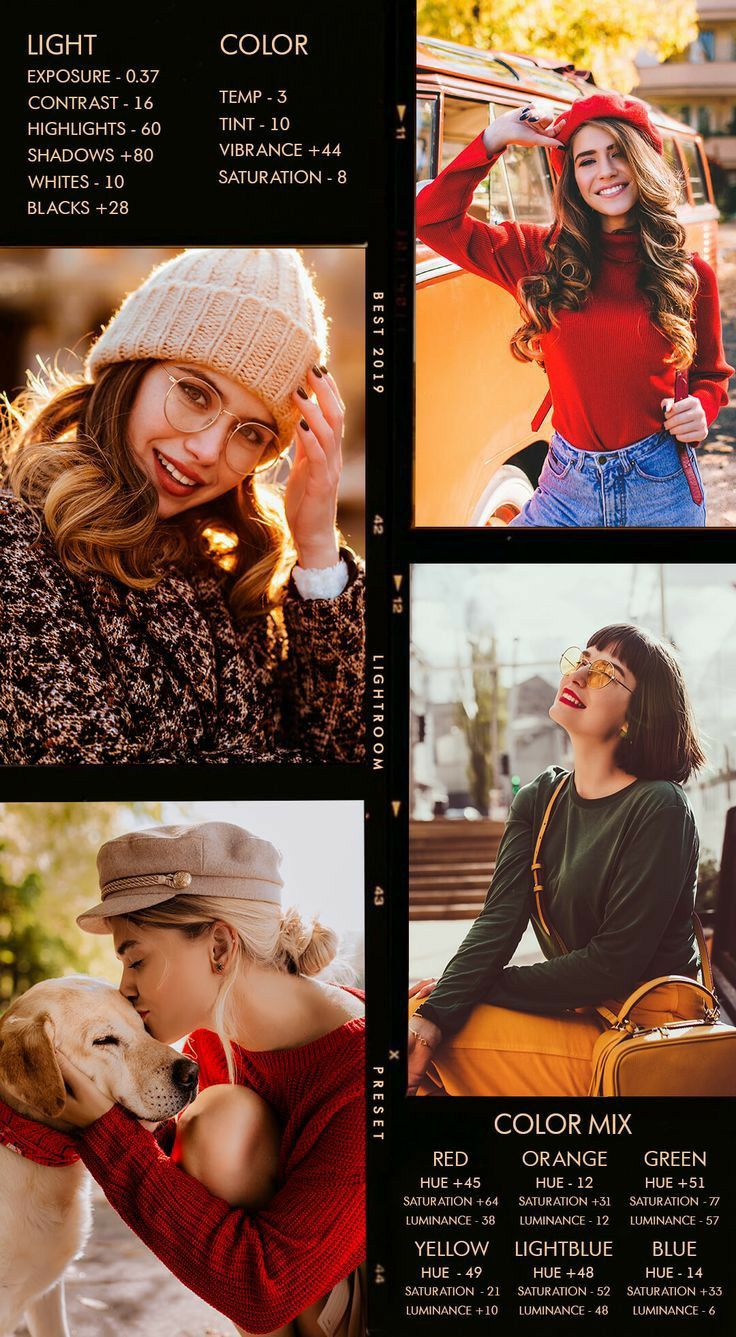 four different pictures of women with hats and sweaters, one is wearing a hat