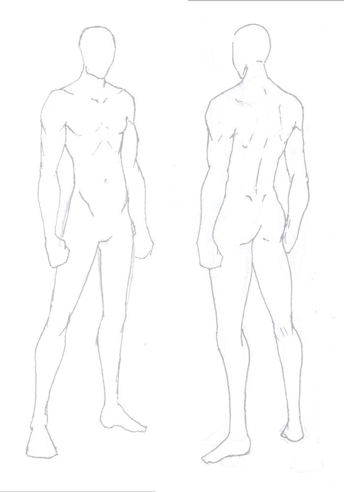 an outline drawing of a male mannequin