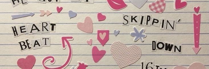 several different types of heart stickers on lined paper