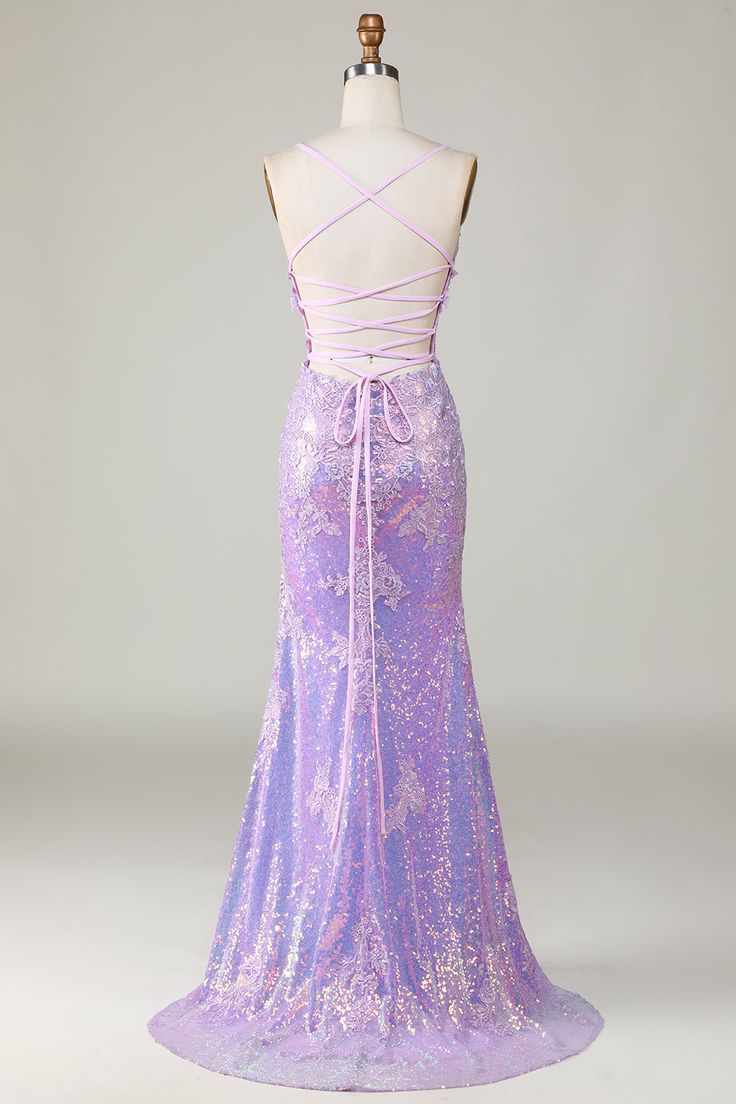 Classic Match: Whether you are dressing for a wedding party, prom,evening party or other formal party, this sophisticated long maxi prom dress will be your lovely partner. Fabric: Polyester, highlighting feminine morbidezza and grace Tips: Recommended hand wash seperately in cold water, dry clean is also available. Purple Corset Prom Dress, Light Purple Prom Dress, Corset Prom Dress, Tight Prom Dresses, Lavender Prom Dresses, Sparkly Party Dress, Purple Corset, Sparkly Party, Purple Prom