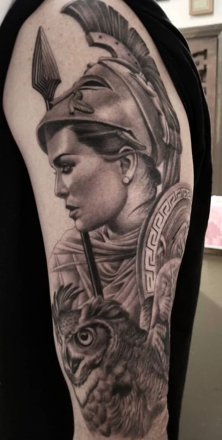 Spartan Woman Tattoo, Female Spartan Warrior Tattoo, Female Spartan Tattoo, Athena Tattoo Goddess Sleeve, Realistic Athena Tattoo, Athena Warrior Tattoo, Minerva Tattoo Athena Goddess, Spartan Warrior Tattoo, Legs Tattoos