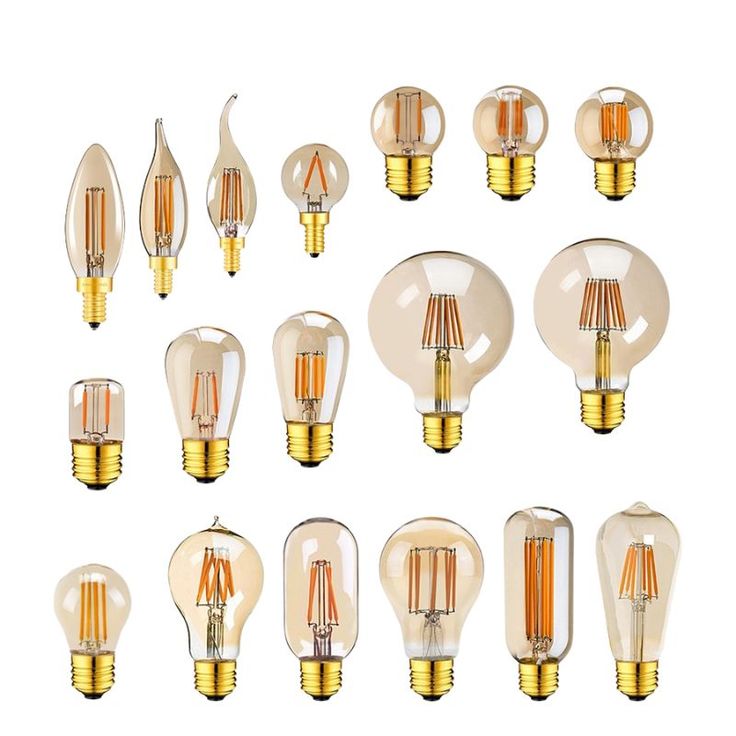 many different types of light bulbs on a white background