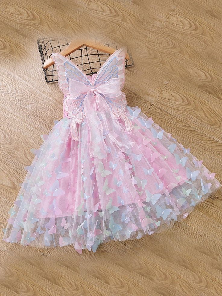 Party Gown Dress, Butterfly Fairy, Tulle Gown, Butterfly Dress, Smocked Dress, Fairy Dress, Polyester Dress, Too Cute