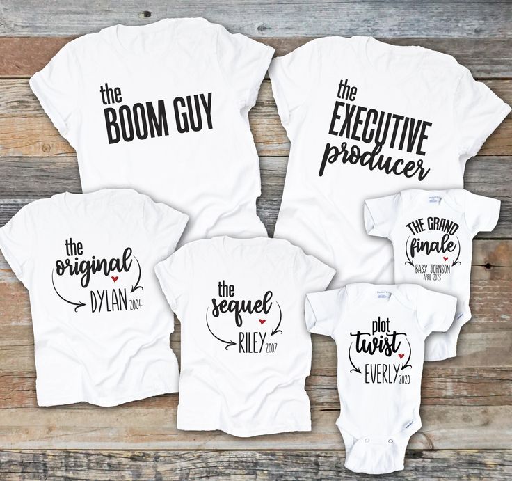 four t - shirts that say, the boom guy and the executive produce