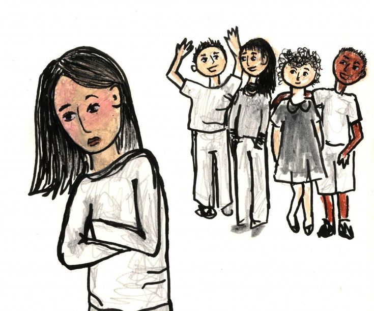 a drawing of a group of people standing in front of each other with their hands up