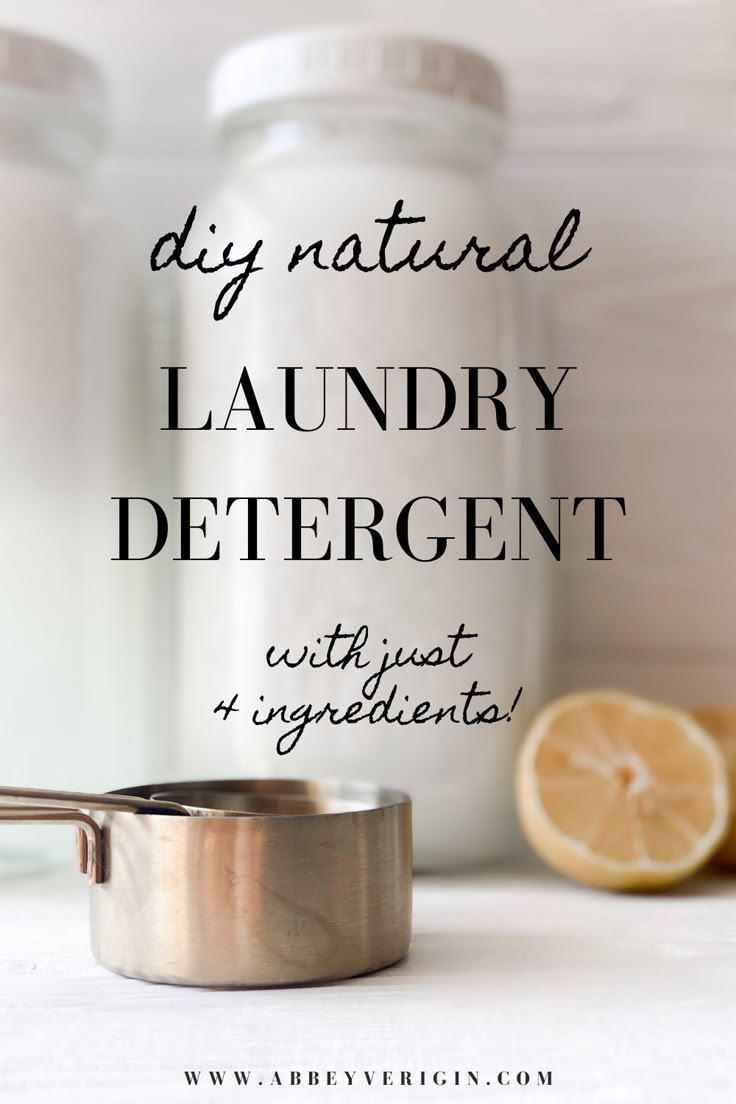 the words diy natural laundry deterant with lemons