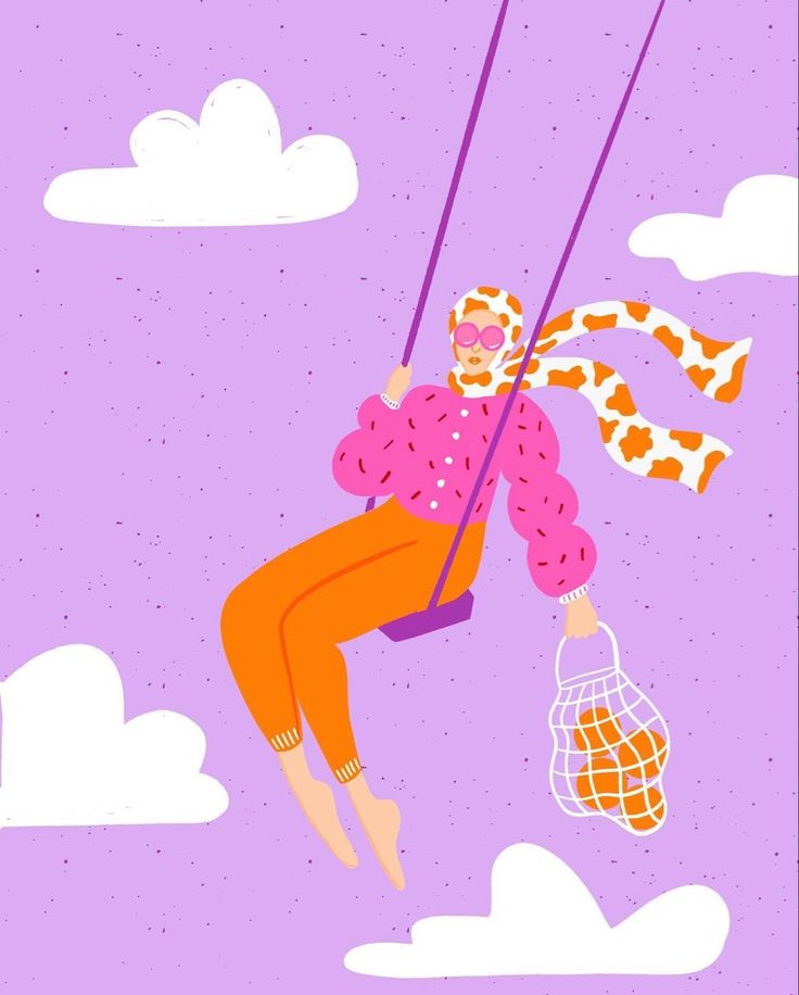 a woman is swinging on a rope in the sky