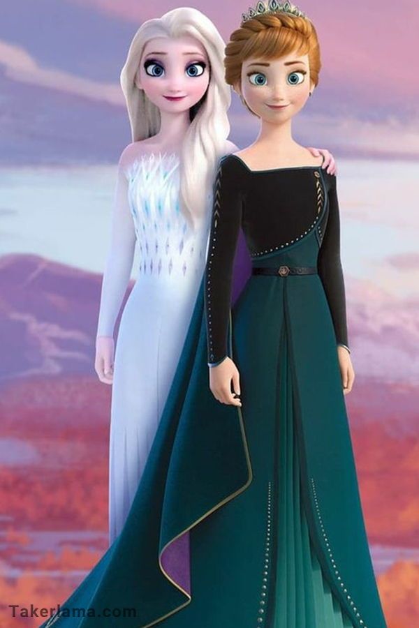 two frozen princesses standing next to each other