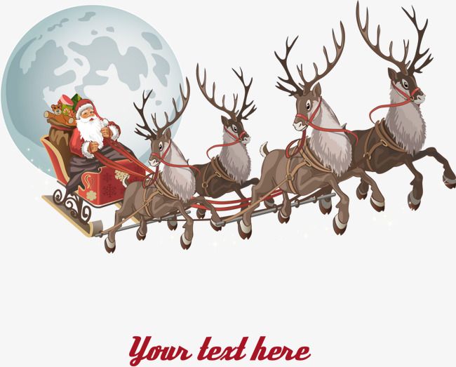 santa claus riding in his sleigh with reindeers